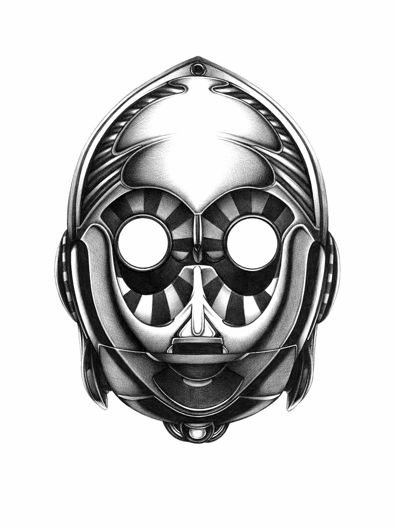 Joaquin Rodriguez Ilustracion Star Wars C3PO Helmet